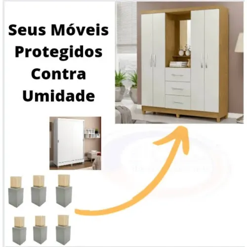 Pés De Madeira Para Guarda Roupas, Cômodas Reforcado - Ja com Montagem