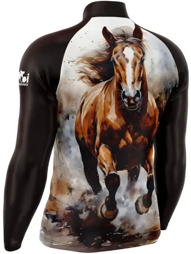 Camisa Manga Longa Estampa Cavalo - Conforto e Estilo! Uv50+