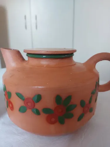 2 peças em ceramica(barro)revestidos de porcelana verde