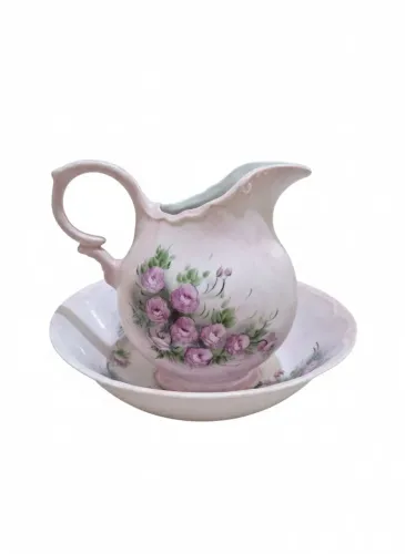 Conjunto Jarra e Bacia de Porcelana Pintado à Mão