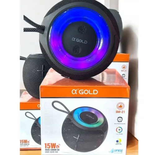 Caixa de Som Bluetooth Alpha Gold SM-21 15W RGB