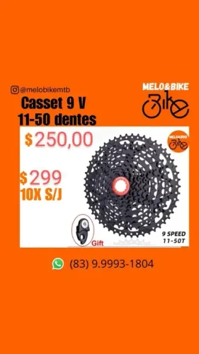 Cassete 9V 11-50 dentes para bicicleta