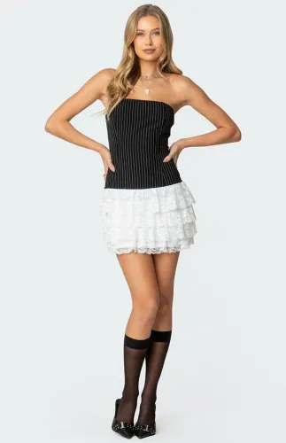 Vestido risca de giz estilo Edikted