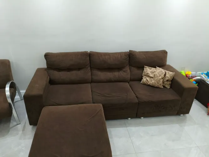 Sofá e Poltrona Suede Marrom 