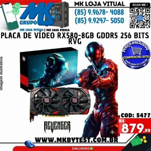 Placa de vídeo RX580-8GB Gddr5 256 Bits