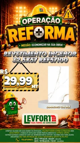 Revestimento incenor 32,5x57 mt