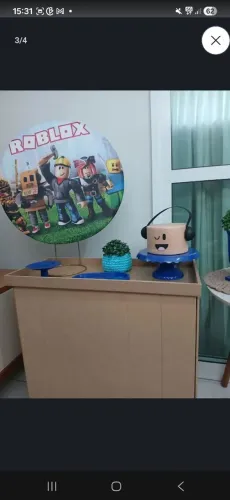 Kit festa na mesa roblox rosa e azul 