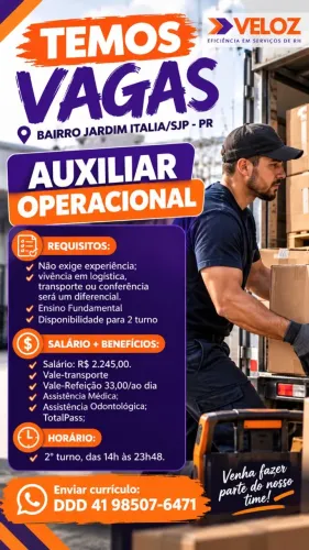 Auxiliar Operacional - Jardim Itália/SJP