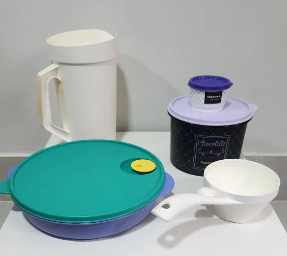 Kit Tupperware Vintage / Retrô Original - Oportunidade pra Colecionadores - 5 peças 