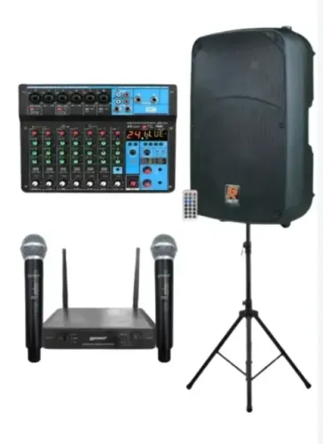 Kit Microfone Profissional Sem Fio Duplo Uhf Lexsen Lm502 + STANER 212a + Mesa de som MXT