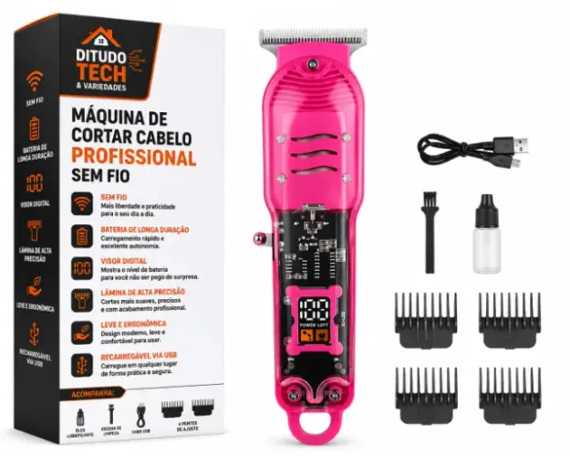Máquina De Cortar Cabelo Profissional Sem Fio - Novo - Ditudo Tech e Variedades