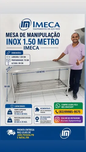 MESA DE MANIPULAÇÃO INOX 1.50 METRO IMECA 