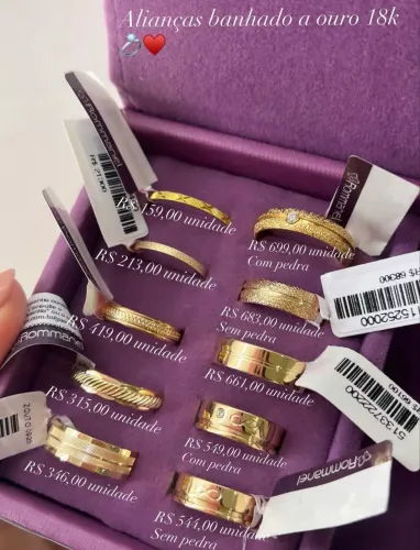 Aliança Rommanel ( Prata e Banhado a Ouro 18k)