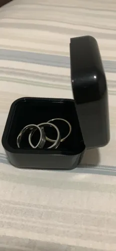 Kit 3 Anéis Masculinos / Unissex em Aço Inox + Caixinha Porta-Jóias