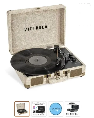 VICTROLA Original Importada/ 3 Velocidades 33.1/45/78 RPM/ Bluetooth/Amplificador /