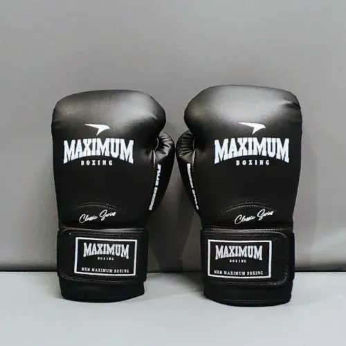 Luva de Boxe e Muay Thai Maximum Classic Preta Nova 12oz 14oz 16oz