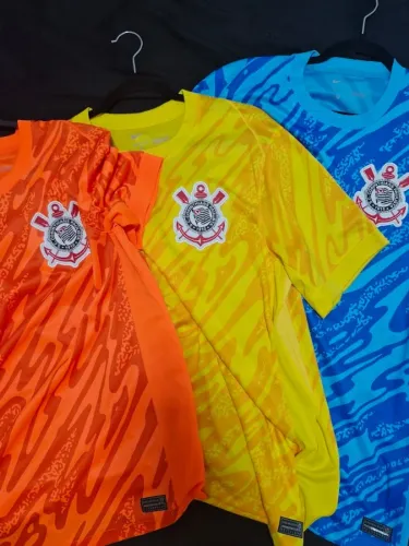 Kit Camisas Corinthians 2024 goleiro laranja M amarelo e azul G