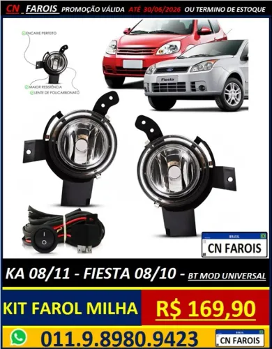 FAROL MILHA KIT FORD KA 08 09 10 11 FIESTA 08 09 10