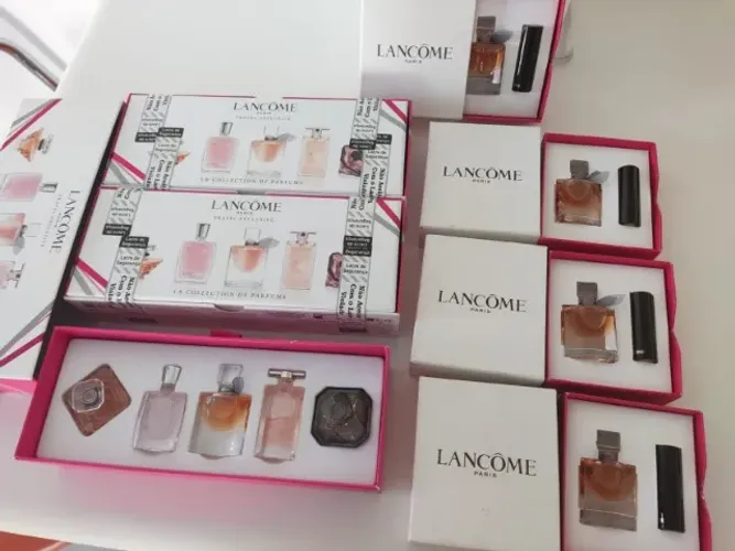 lote kit de perfumes femininos lancôme miniaturas 7 kits