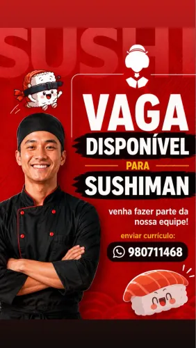 VAGA SUSHIMAN OU AUXILIAR DE SUSHIMAN
