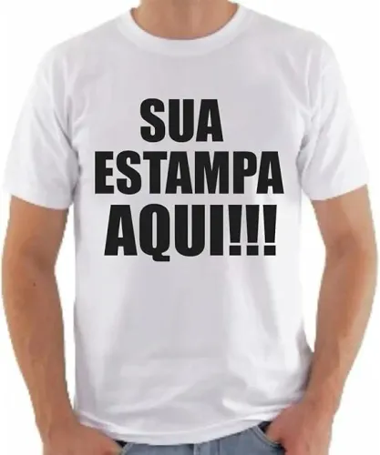 Camiseta Branca Poliéster Personalizada com sua foto/arte.