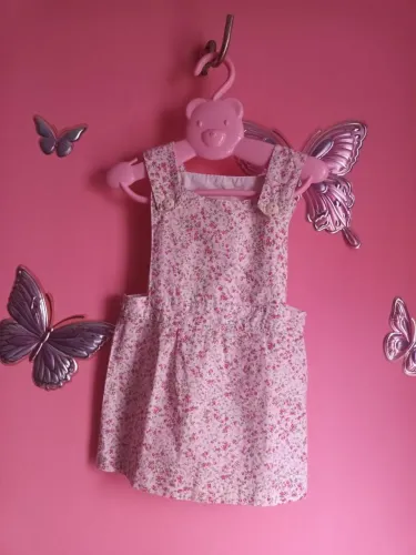 Jardineira infantil florida 1 a 2 anos