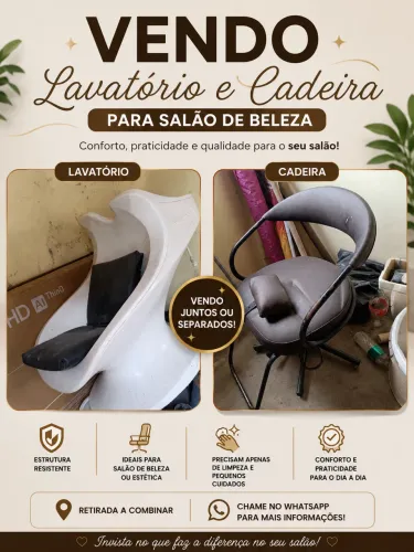 Lavatório e Cadeira Salão de Beleza