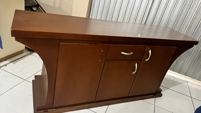Balcão  Aparador + Base Mesa + Tampo de Vidro Bisotê
