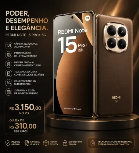 Smartphone Xiaomi Note 15 pro Plus 12gb ram 512gb rom cores