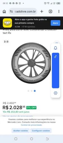 Pneu 265/55r19 109h Continental Crosscontact Rx