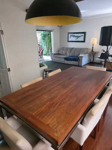 Mesa de jantar madeira maciça 2mX1m + 6 cadeiras | Conjunto completo 