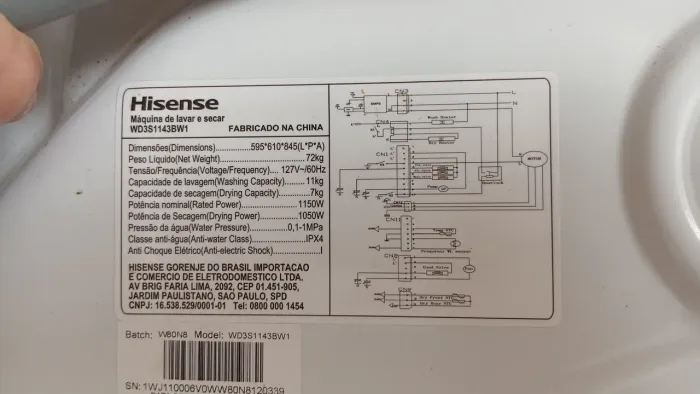 Máquina lava e seca Hisense