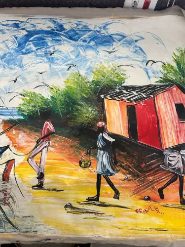 Quadro Arte Caribenha Assinado - Punta Cana - Tela Original