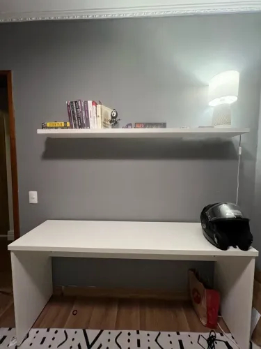 Mesa Escritório 160x42 Branca + Prateleira 160x20