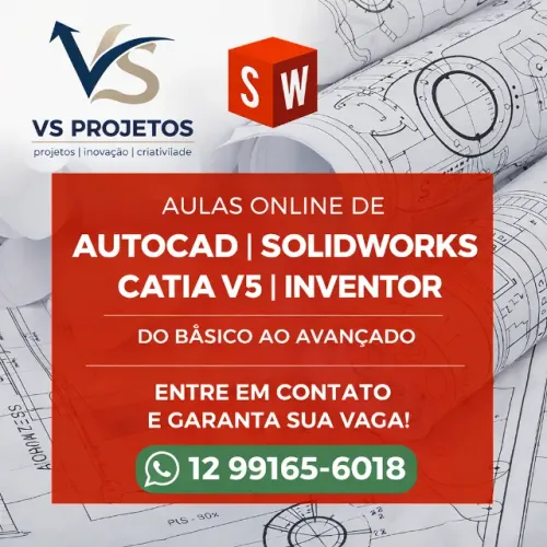 Aulas Online de AutoCAD, SolidWorks, CATIA V5 e Inventor - Do Básico ao Avançado