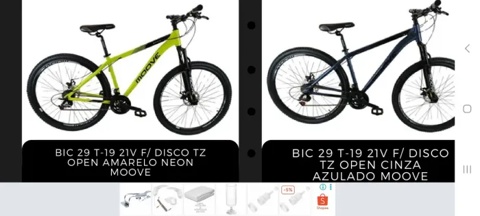 Bicicleta MTB alumínio aro 29 Moove, 21v, freio a disco, suspensão