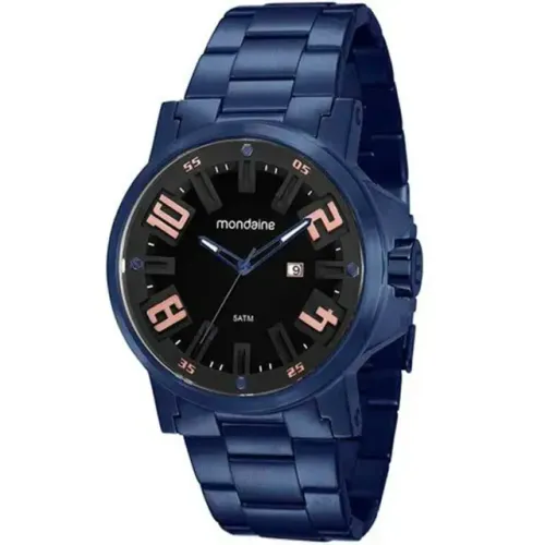 VOCÊ NÃO CHEGA MAIS ATRASADO NO ROLÊ - LINDO RELÓGIO MASCULINO MONDAINE AZUL