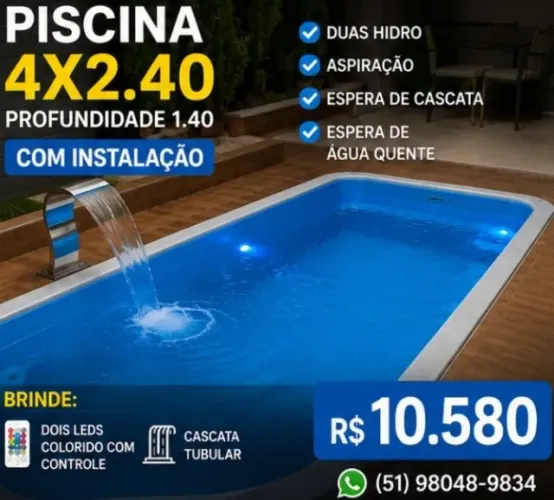 Piscina de Fibra Nova com Instalação