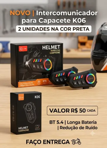 Fone helmet k06 para capacete