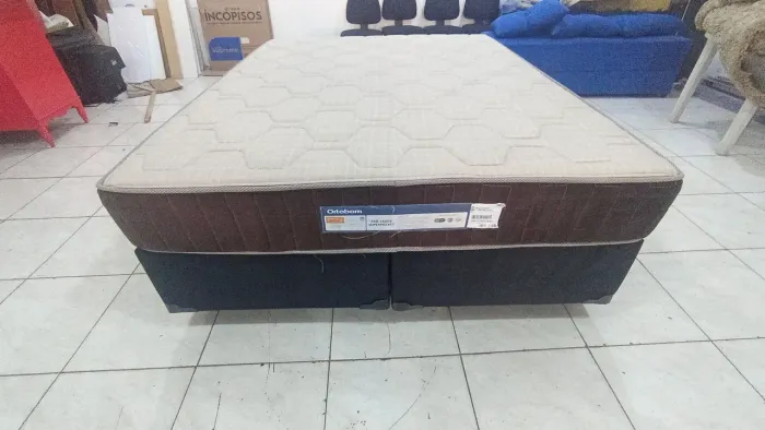 Cama box Queen size Colchão Ortobom molas ensacandas bambú dividimos TB cartão 