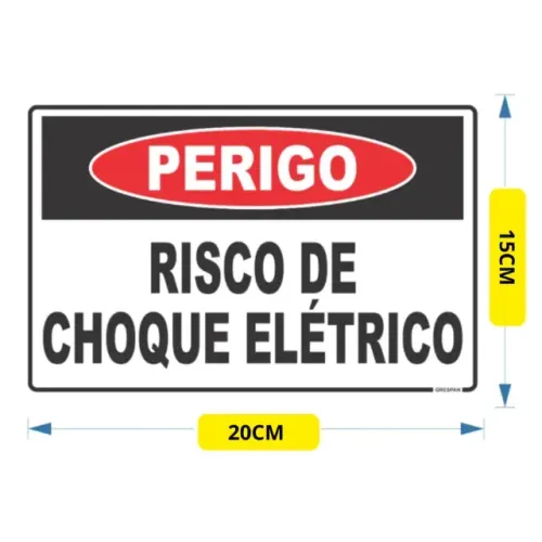 Placa De Sinalização Aviso Perigo Risco de Choque Elétrico