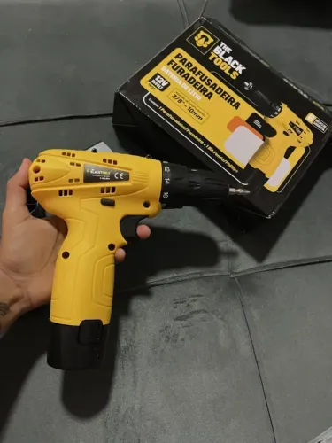 Furadeira E Parafusadeira 12V Bivolt 350 Rpm The Black Tools + Brocas Bits Buchas 300 pç