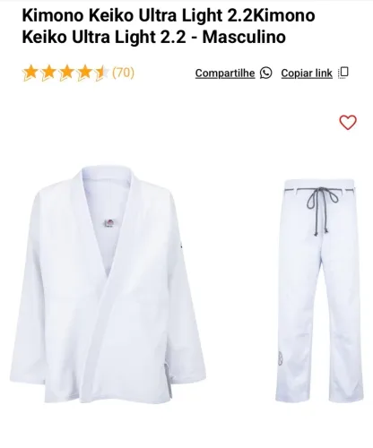 Kimono Unissex Keiko A1H - Branco Ultralight - Nunca usado