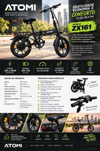 Bike elétrica 650W - aro 16