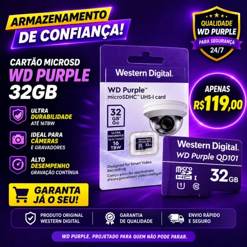 Cartão de Memória MicroSD WD Purple de 32GB da Western Digita