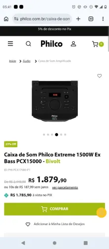 Caixa de som Philco PCX 15000