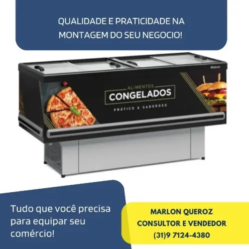 Ilha de Congelados 1,9M Preta Vidro Reto 2M Gelopar
