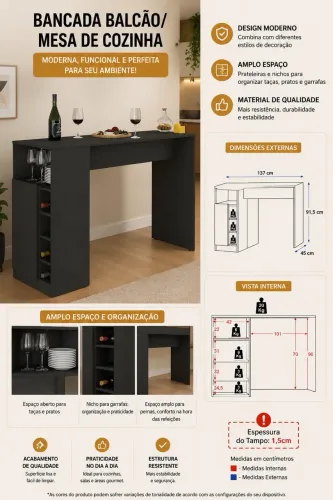 Balcão Bar preto !!! Promoção !!! Novo