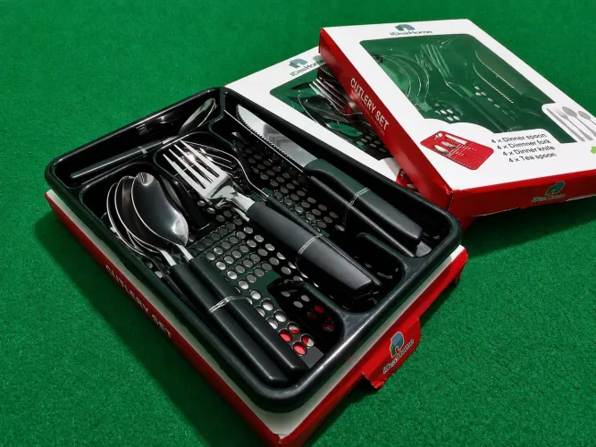 Conjunto de Talheres em Aço Inox com Porta-Talheres