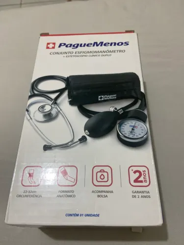 conjunto de esfigmomanômetro + estetoscópio clínico duplo Pague Menos
